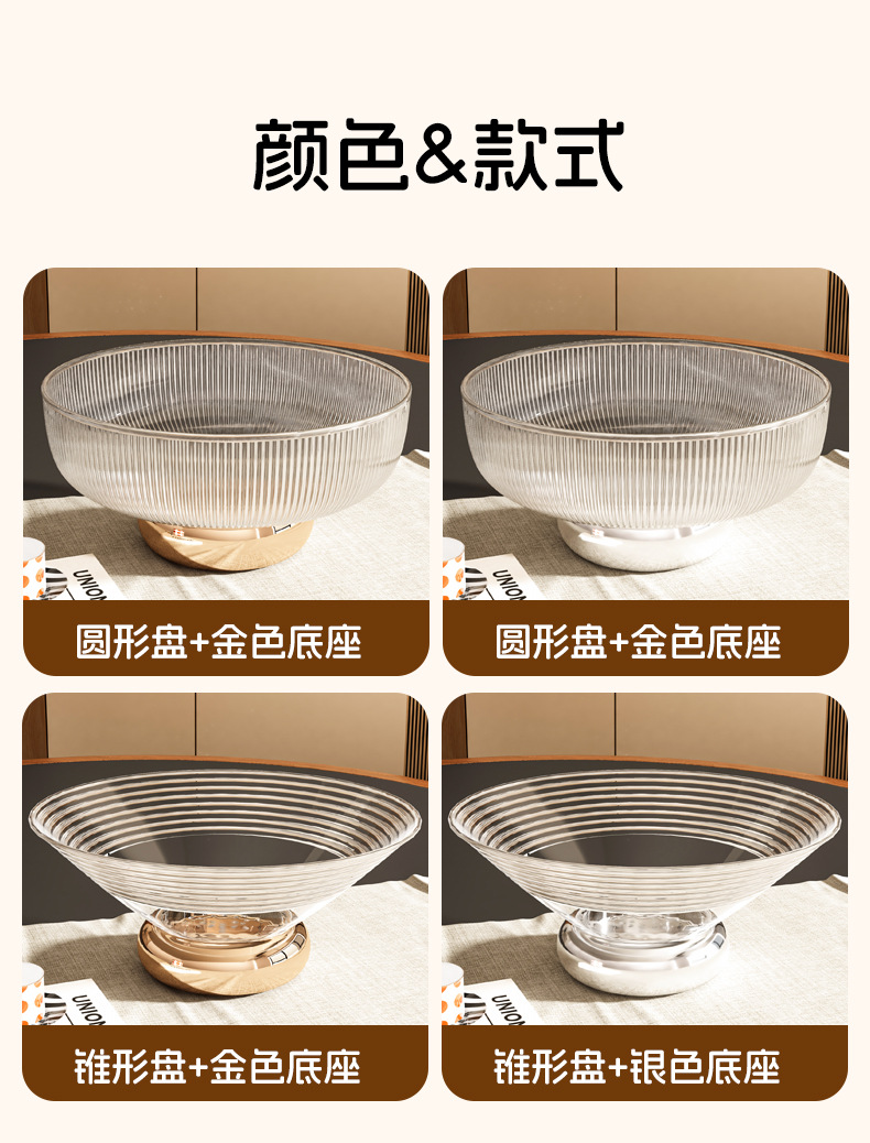 严选包邮透明水果盘客厅茶几家用高端精致高颜值水果碗盘子可沥水详情18
