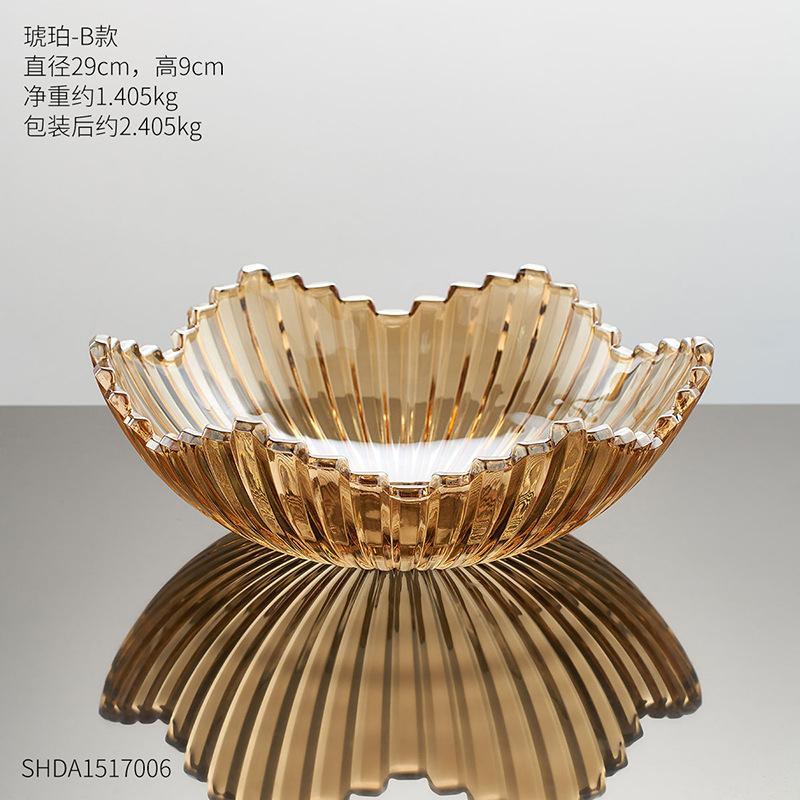 简约轻奢水晶玻璃家用客厅果盘果斗茶几欧式网红款大果盆详情1