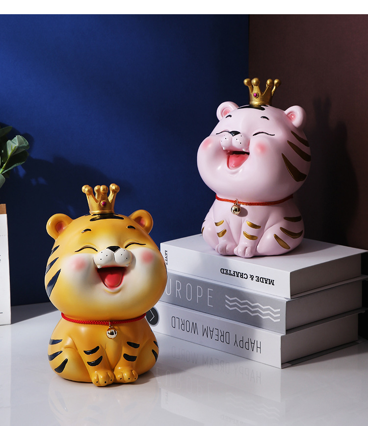 国潮树脂生肖老虎新年摆件可爱存钱罐新年招财吉祥物家居摆件创意装饰详情19