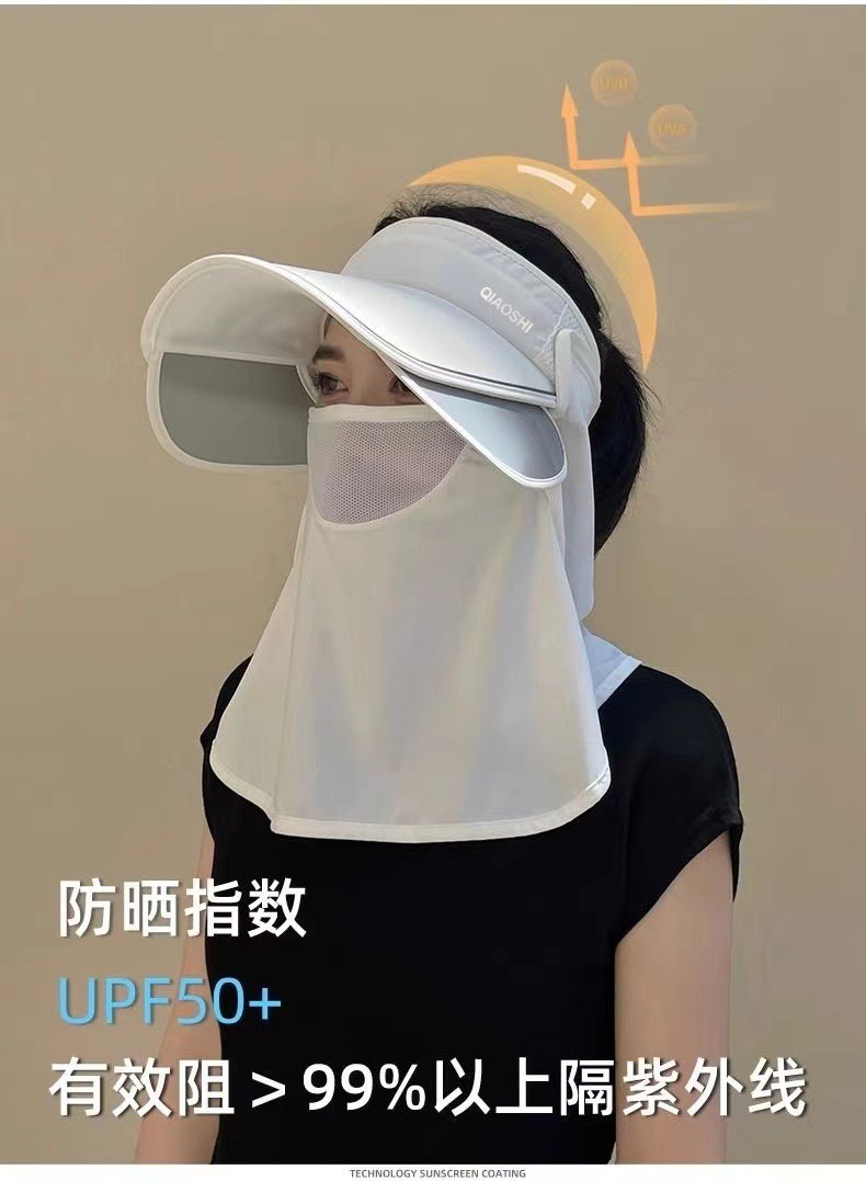 Summer sun hat, UV protection face mask, sun protection hat, wide-brimmed open-top outdoor cycling sun hat for women pic 9