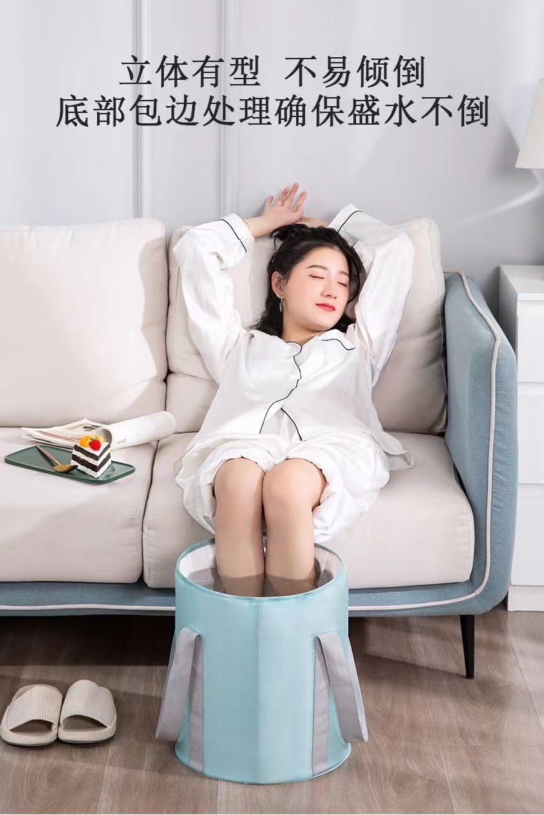 折叠泡脚桶旅行便携式保温足浴盆加高过小腿深桶家用多功能泡脚袋详情18