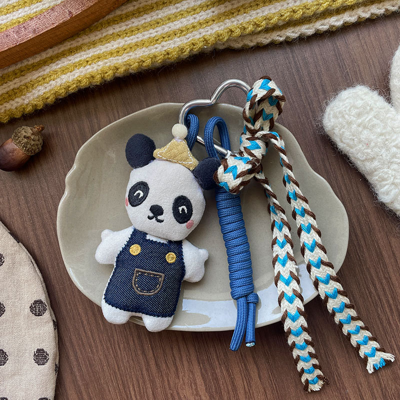 新款韩版卡通手工布艺充棉钥匙扣立体小熊儿童包包书包挂件饰品女详情7