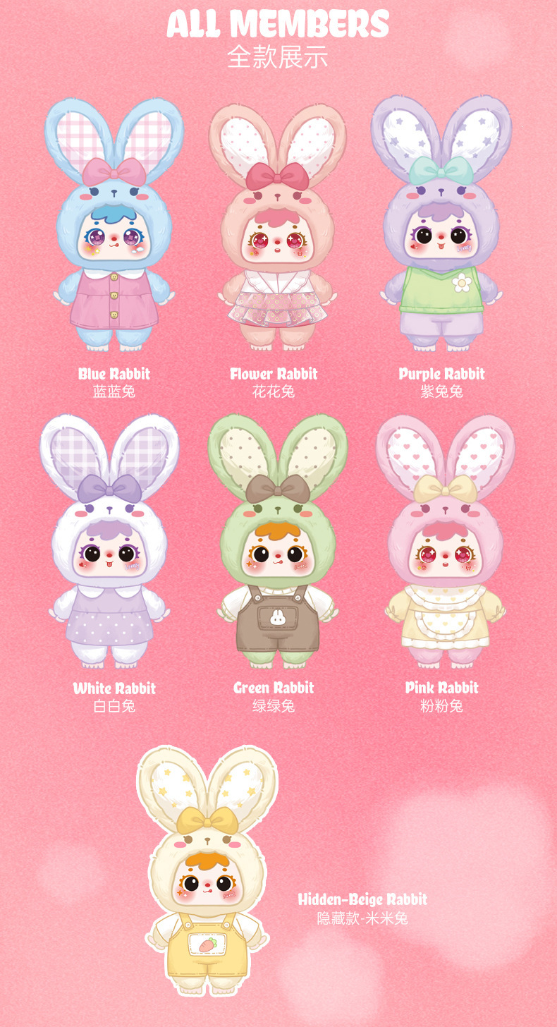 跨境爆款三小毛-三小毛-彩虹兔宝毛绒创意潮玩儿童玩偶包包挂件详情5