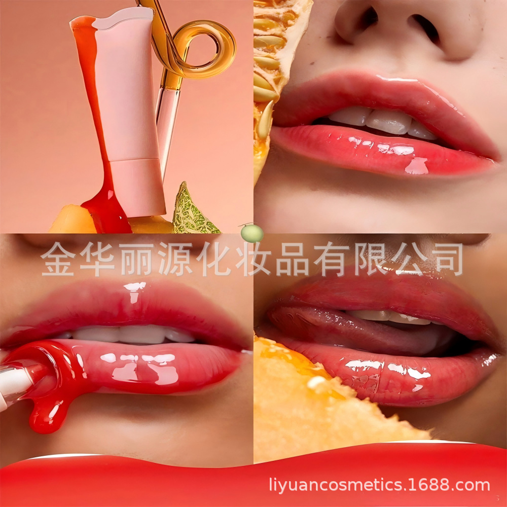 新品蜂蜜唇彩唇釉清透水光镜面唇油不掉色无logo保湿唇部精华护理蜜蜂蜂蜜唇油挂件唇油详情22