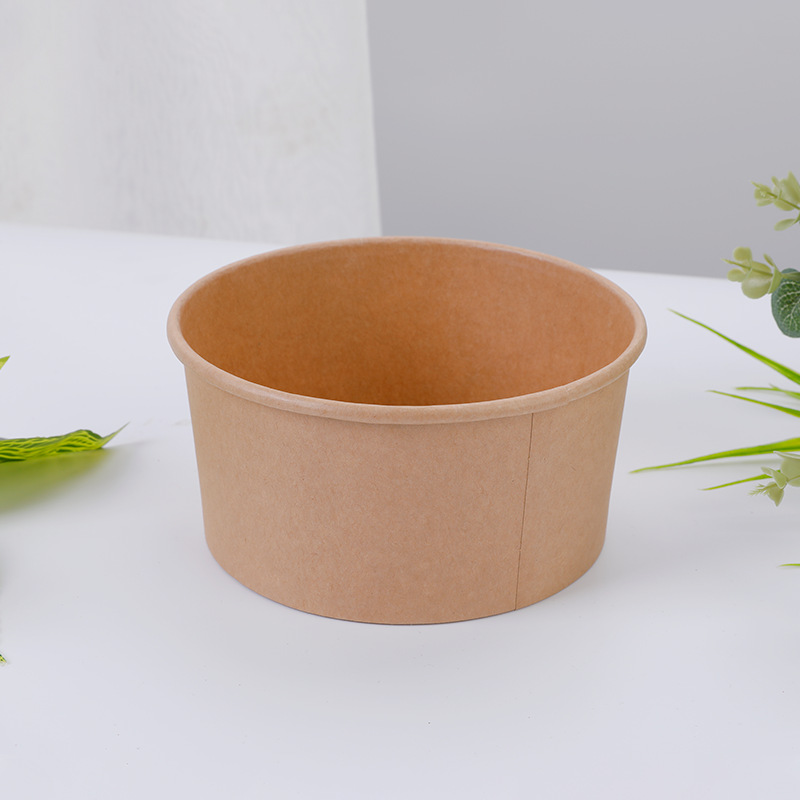 Thickened kraft paper bowl, disposable takeout fruit packaging box, round soup bowl, salad bowl, light food lunch box, takeout box pic 26