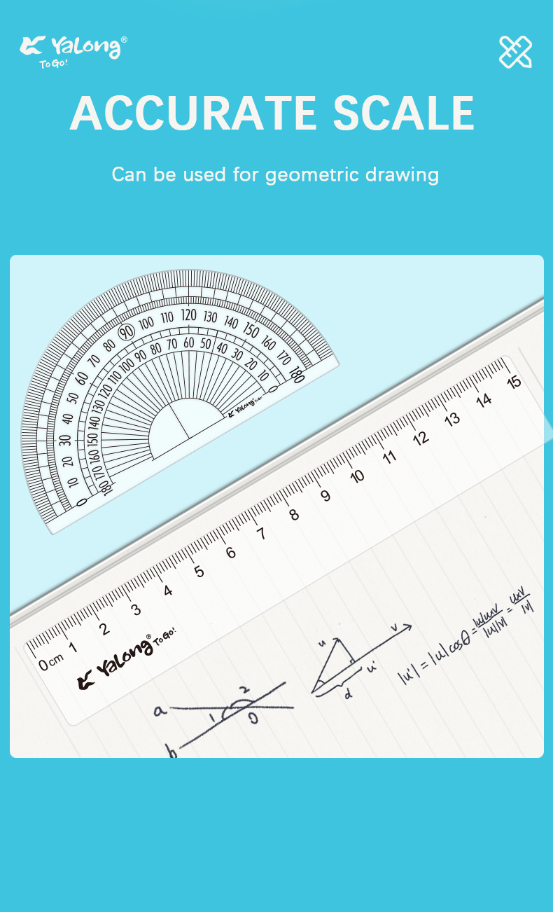 Yalong Cross-border Wholesale 15 cm computer resin rulers, student stationery geometric rulers, school multi-size rulers pic 4
