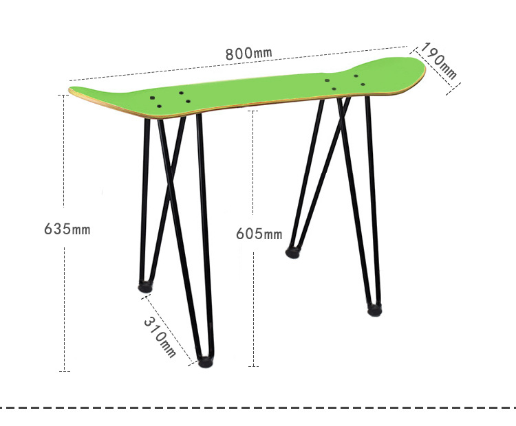 滑板凳子创意改造铁艺造型凳子摆设支架凳金属组装DIY滑板椅子详情5