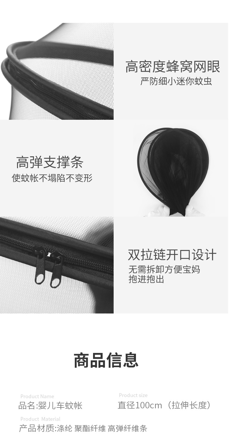 婴儿车蚊帐全罩式通用宝宝推车防蚊罩儿童婴幼儿车罩加大加密网纱详情9