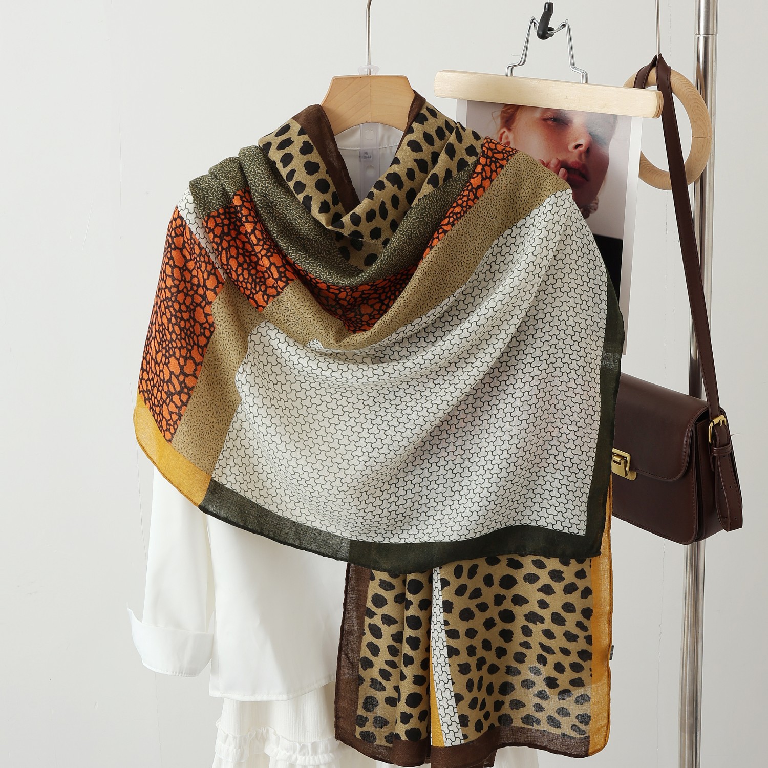 A color-blocked fashionable faux wool scarf, a thin and warm silk scarf, a large shawl, and a fashionable cape long scarf for women pic 18