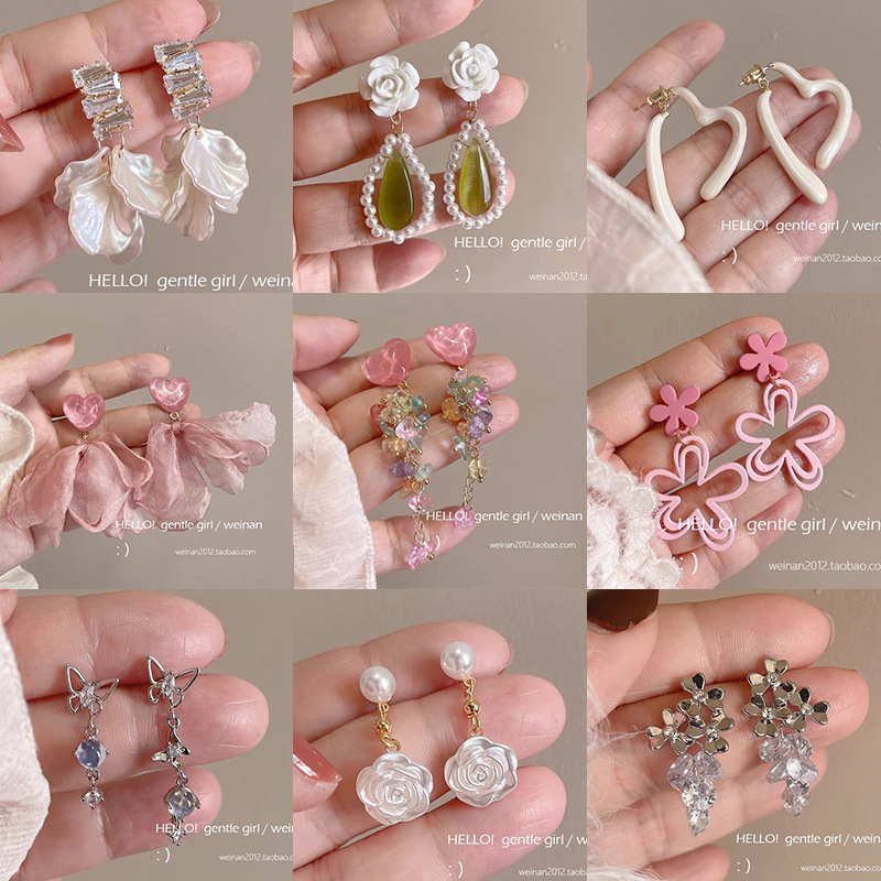 s925 Silver needle design, heart-shaped flower tassel stud earrings, high-end pearl earrings and elegant earrings for women in 2024 pic 1