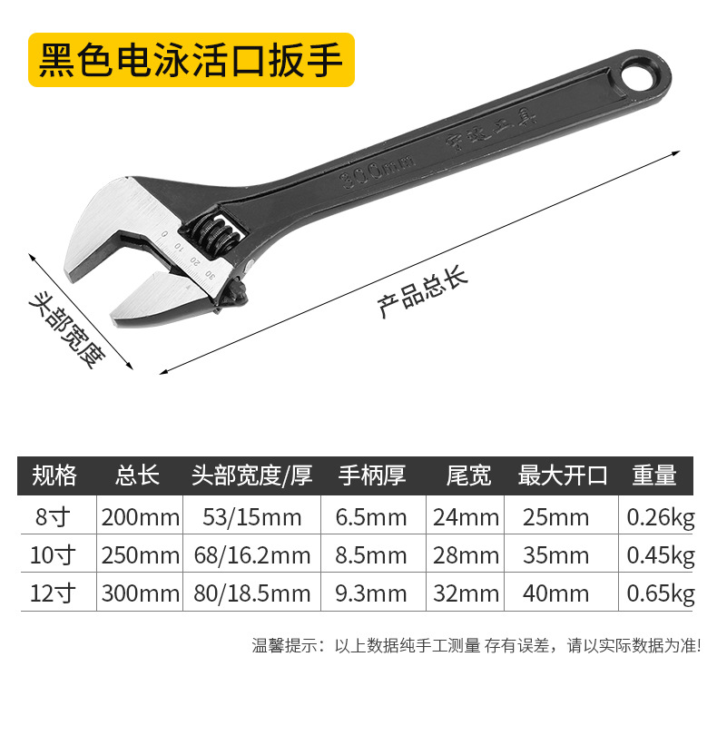Wholesale adjustable wrenches from the manufacturer, 12-inch and 10-inch large opening pipe wrenches, dual-purpose chrome-plated pipe wrenches pic 8