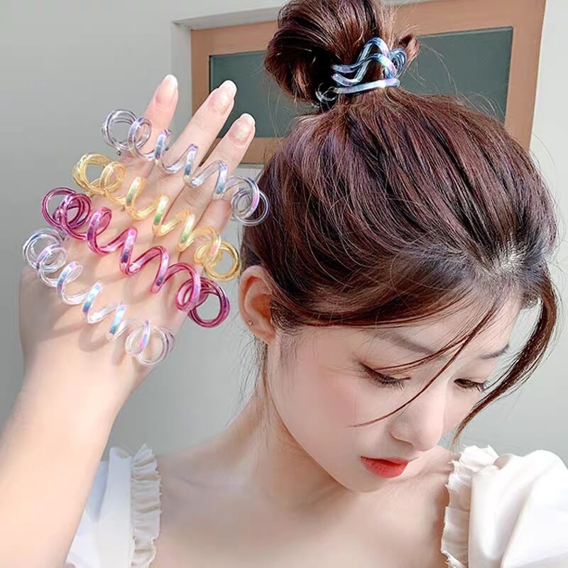 Laser Mermaid Girl telephone line hair tie for women, Korean, simple and basic, versatile hair band, seamless leather cover hair accessory pic 21