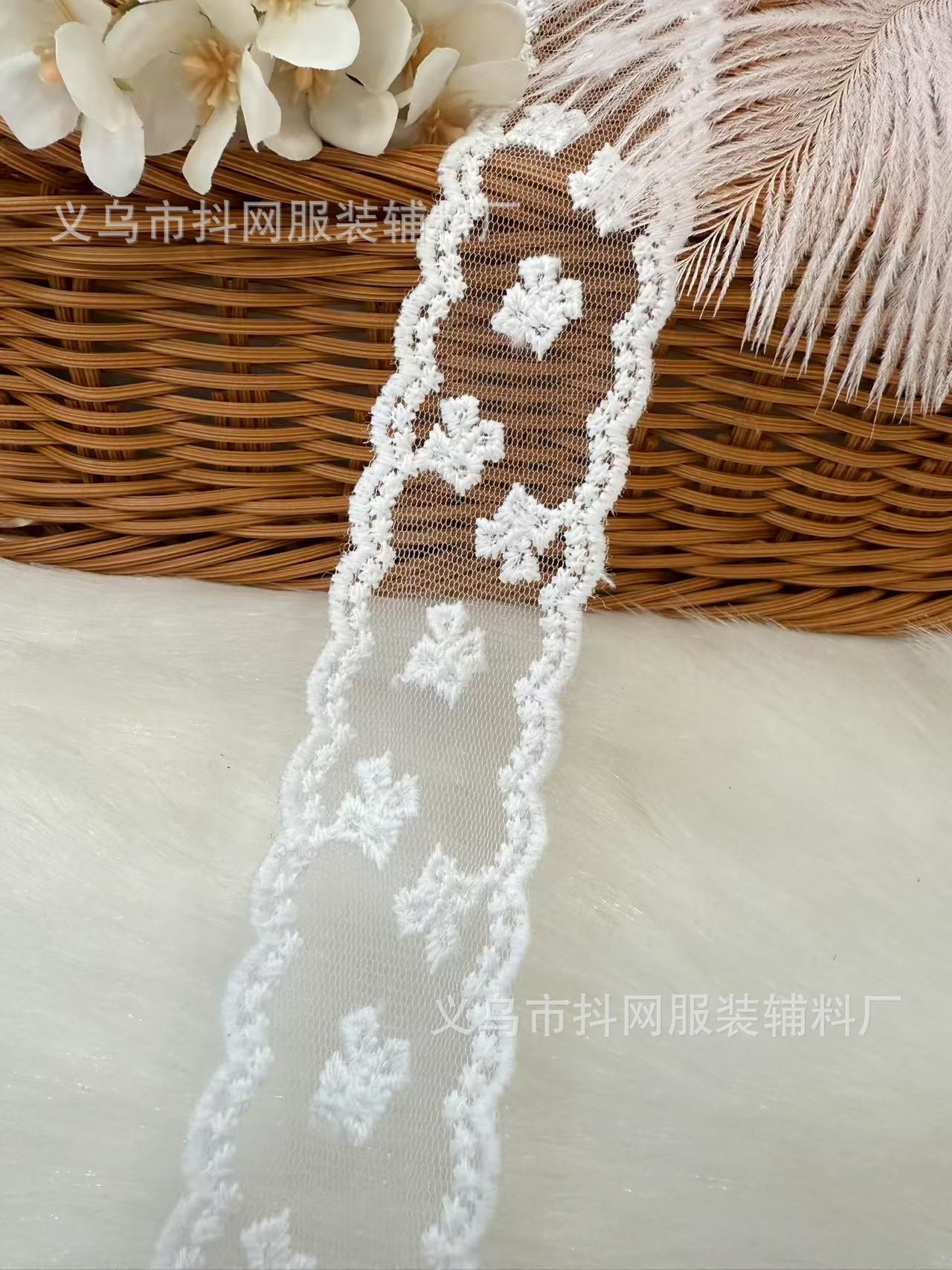 蕾丝白色花边婚纱刺绣织带洛丽塔手工diy发饰头饰蝴蝶结织带批发详情6