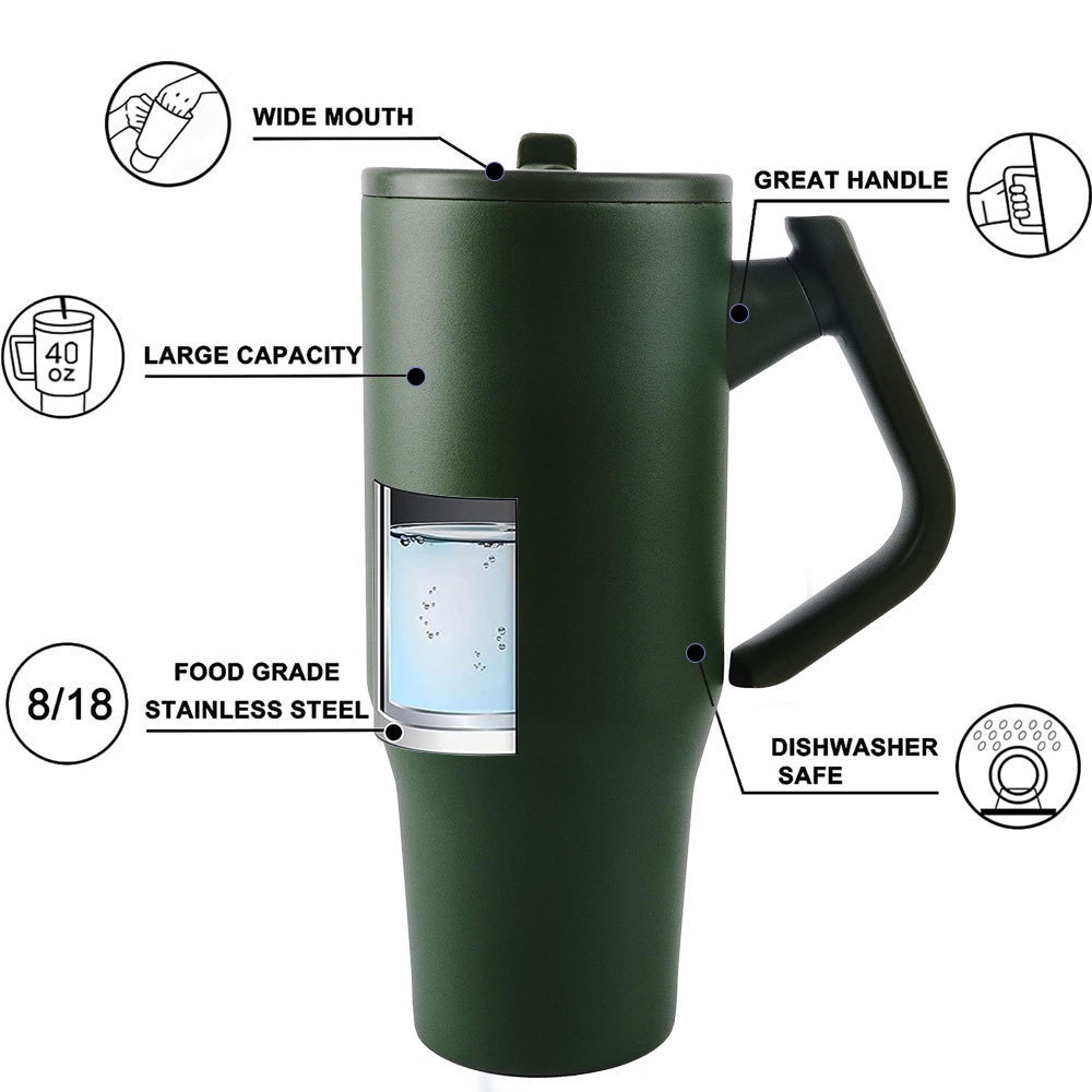 New solid-color stainless steel insulated cup, outdoor portable and fashionable straw cup, large-capacity simple cold insulation car cup pic 7