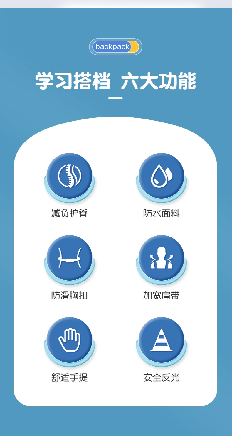 新款小学生书包 男女 1-3年级休闲大容量包包双肩背包小众设计详情5