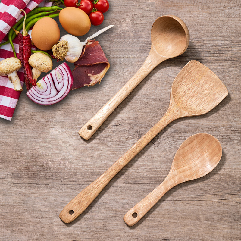 Wooden spatula, non-stick cooking spatula for household use, wooden kitchenware, anti-scalding and non-damaging to the pot, Komu long-handled spatula manufacturer pic 8
