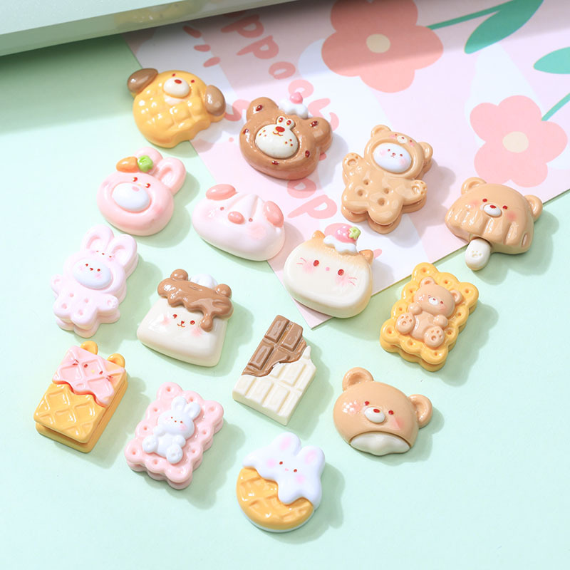 Simulated food toys: bread slices, waffles, cream glue, DIY stationery boxes, hair clips, hair ties, fridge magnets, decorations pic 3