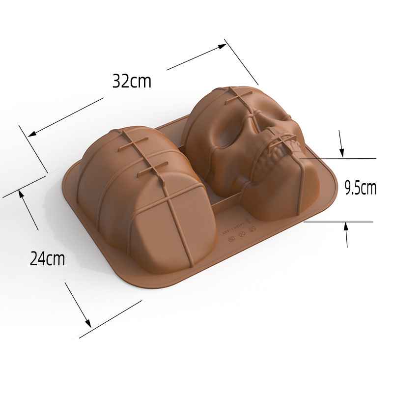 Silicone barbecue pan, large skull chocolate mold cake, skull head resin mask baking mousse pic 25