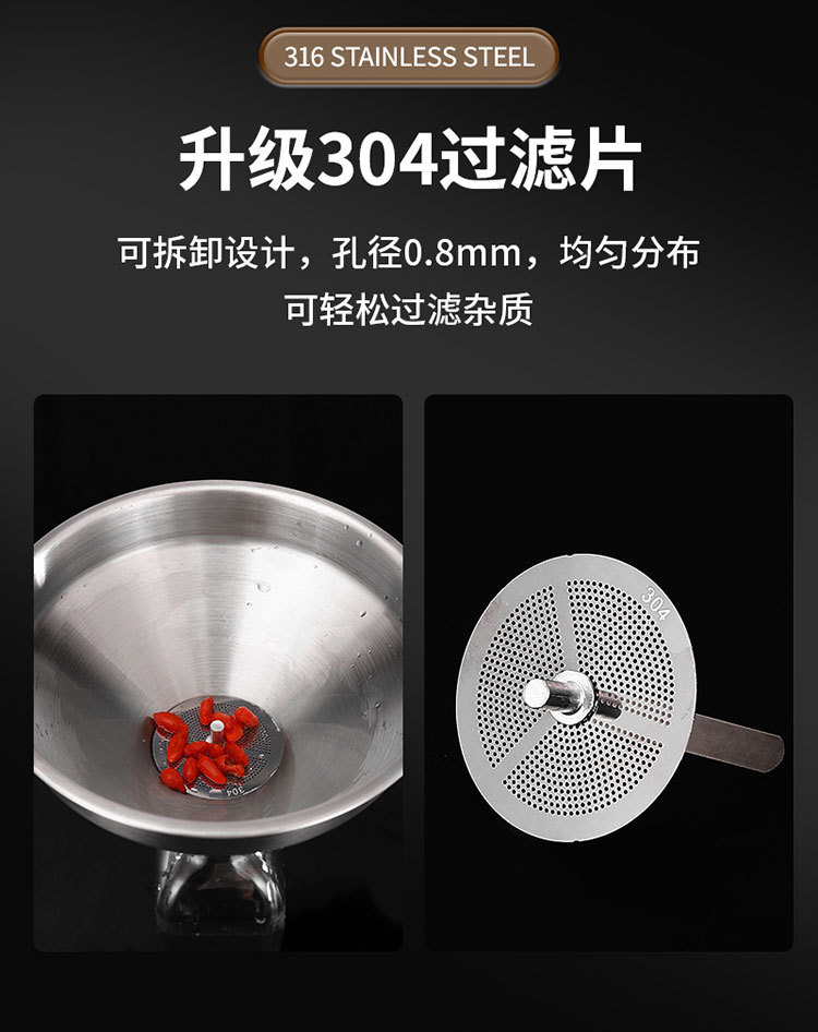 酒提316不锈钢大口径打酒器家用加油漏斗舀酒勺子大号详情8