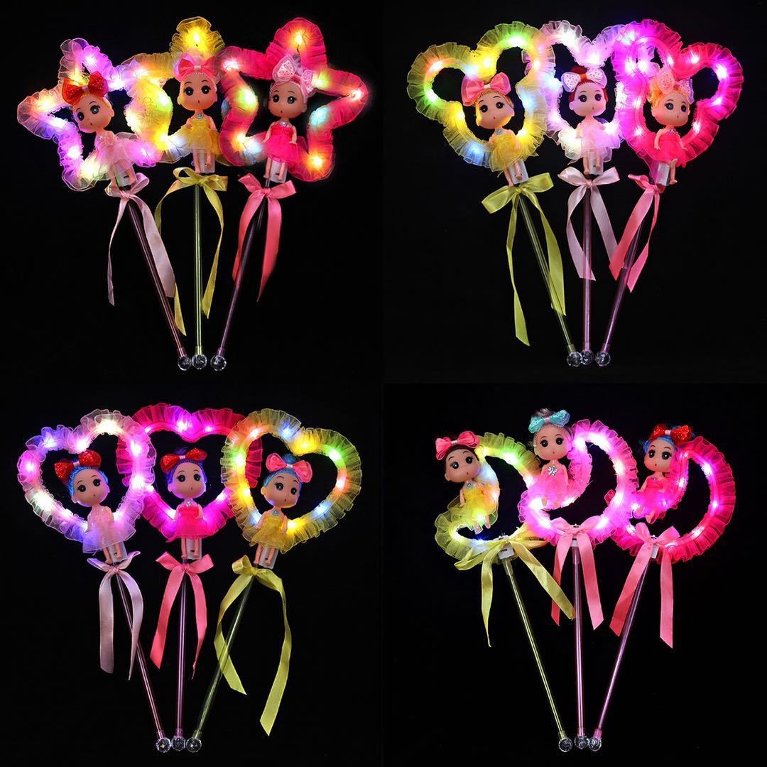 地摊货源热卖 led发光仙女棒 娃娃魔法棒 发光娃娃闪光儿童玩具详情1