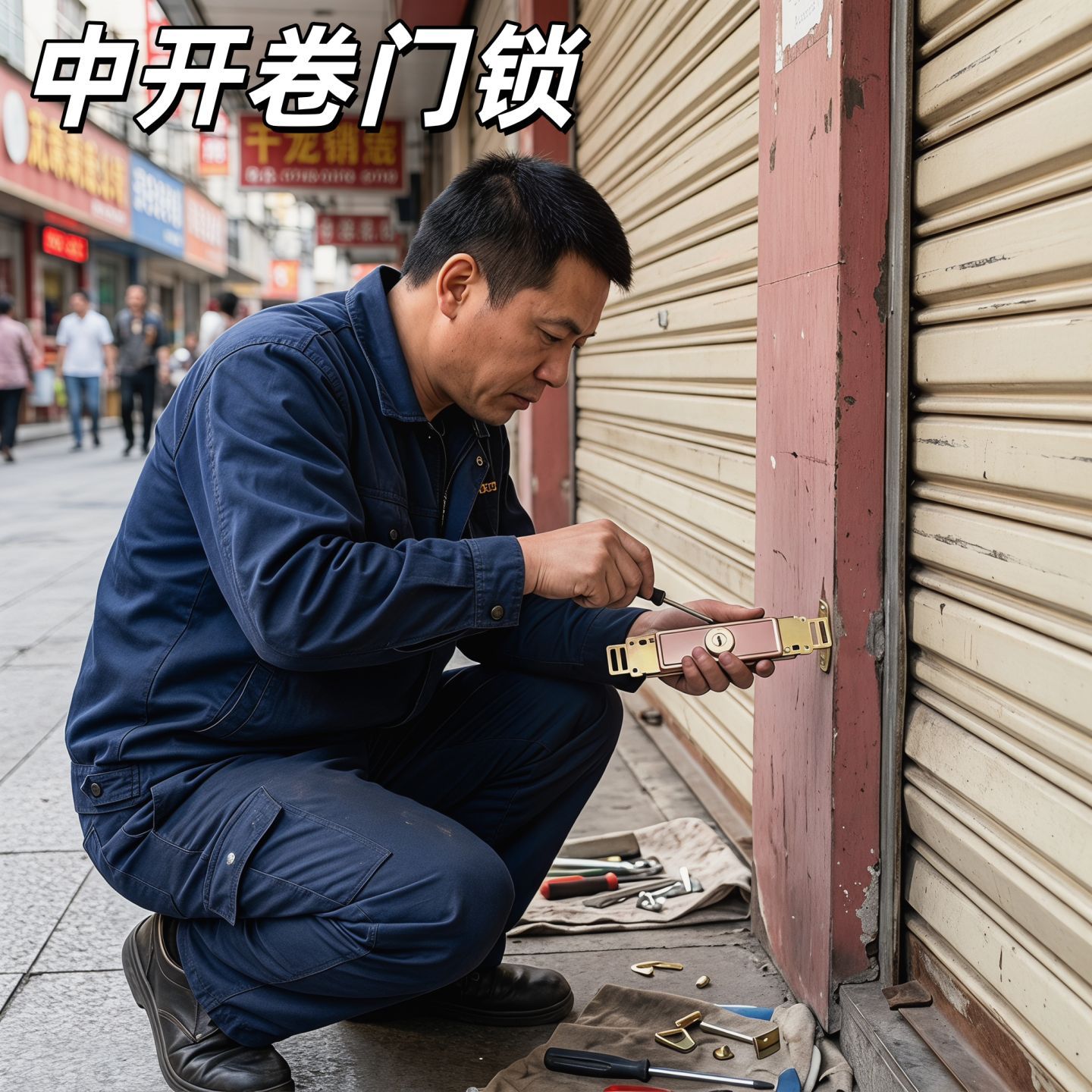 通用卷帘门锁卷门锁卷闸门锁十字防盗门锁 铜锁芯中间底开锁车库详情5