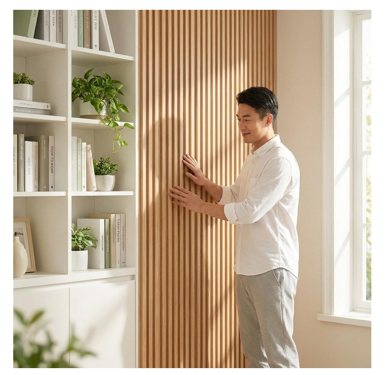 外贸定 制WPC格栅墙板 免漆护墙板电视背景墙批发装饰网红160格栅详情18