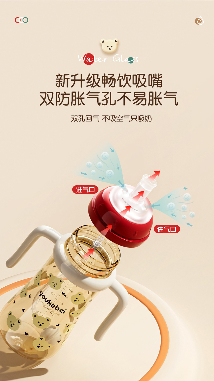 婴幼儿吸管奶瓶 大宝宝儿童吸管杯 奶瓶喝水瓶防摔防呛奶奶瓶详情9