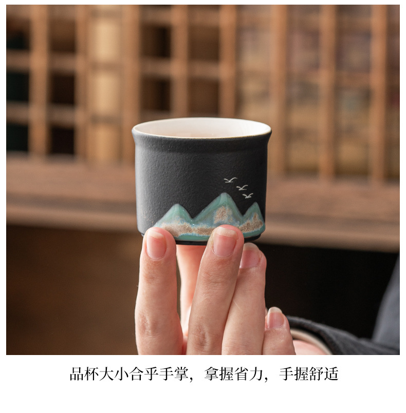 千里江山快客杯陶瓷商务礼品套装公司节庆伴手礼活动送客礼品套装详情18