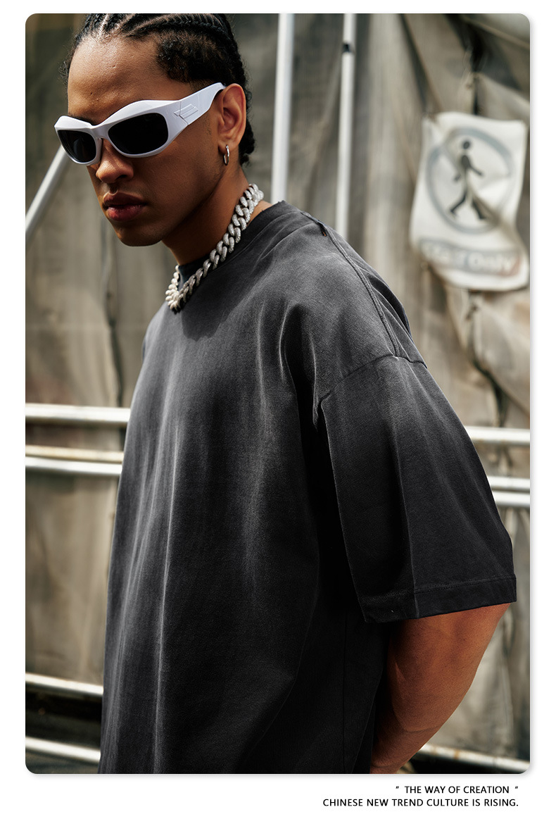 BE男装2025春夏新款纯棉水洗做旧t恤男街头潮牌巴家重磅短袖t恤男详情23