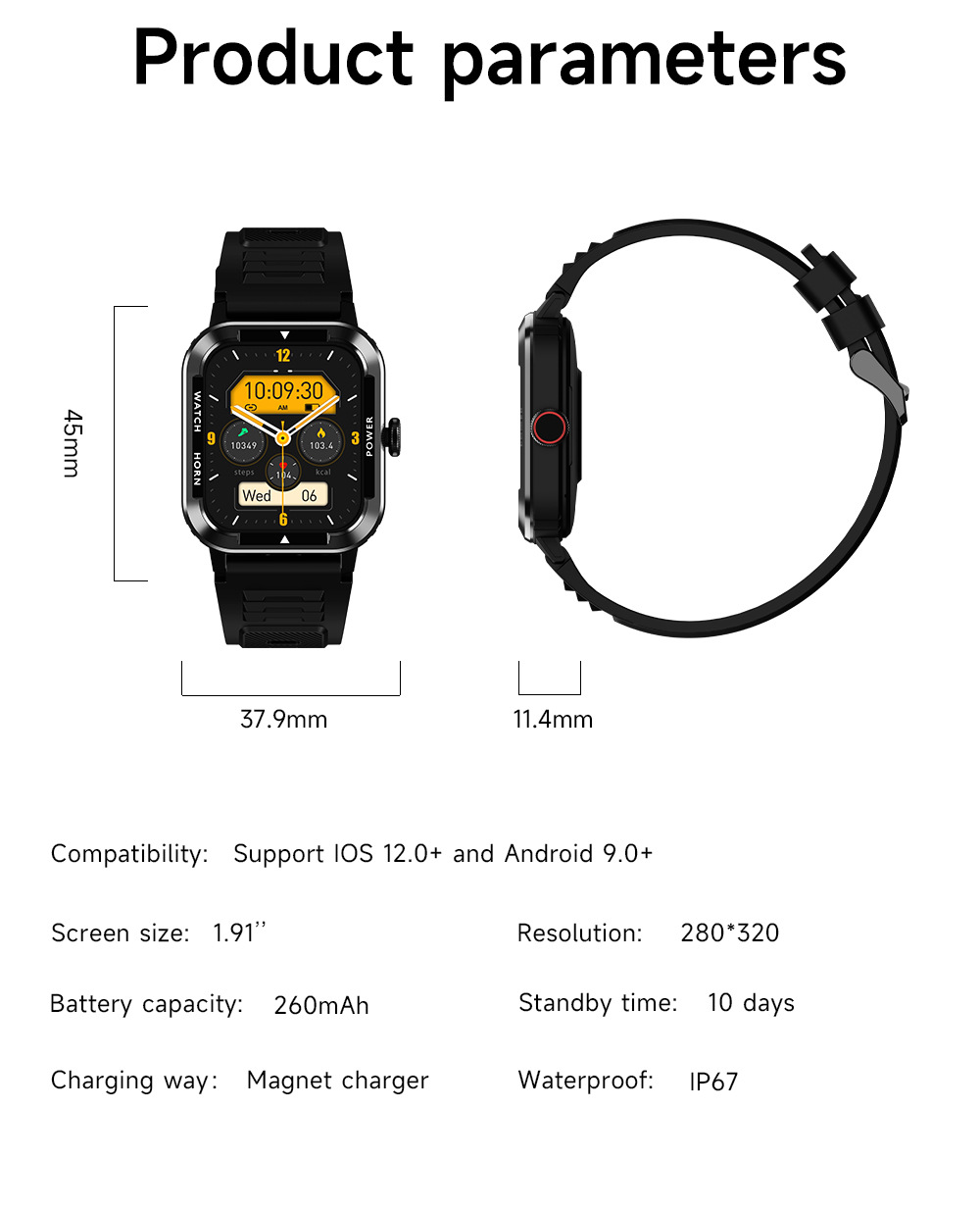 智能手表U8高级感心率血糖大气运动手环蓝牙通话方形表商务手表详情17