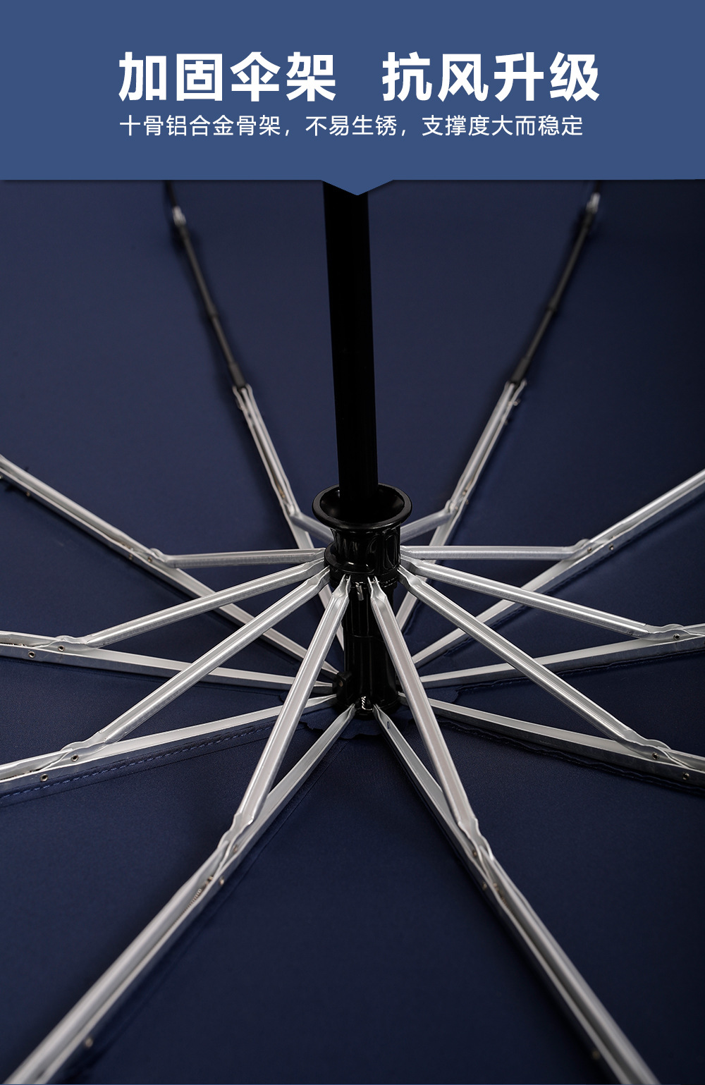 【新品】可印刷logo礼品伞25寸10骨自动三折伞实木手柄商务广告伞详情12