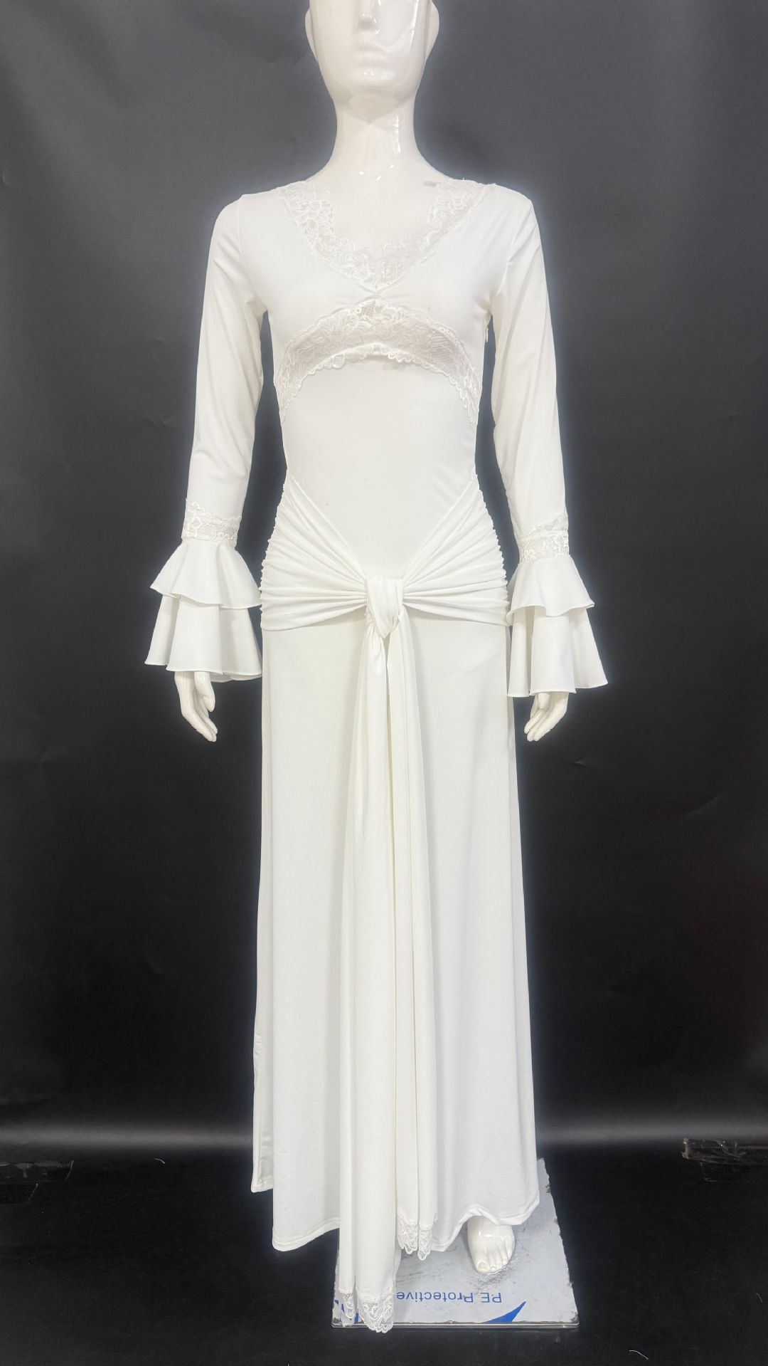 New fashionable lace, sexy and spicy long dress for women in foreign trade, flared sleeves, figure-hugging and patchwork European and American dress for women pic 24