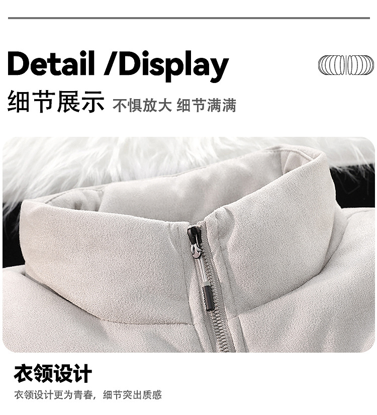 Customizable LOGO thickened suede cotton jacket for both men and women, loose cotton coat, breaded jacket, stand-up collar coat pic 3