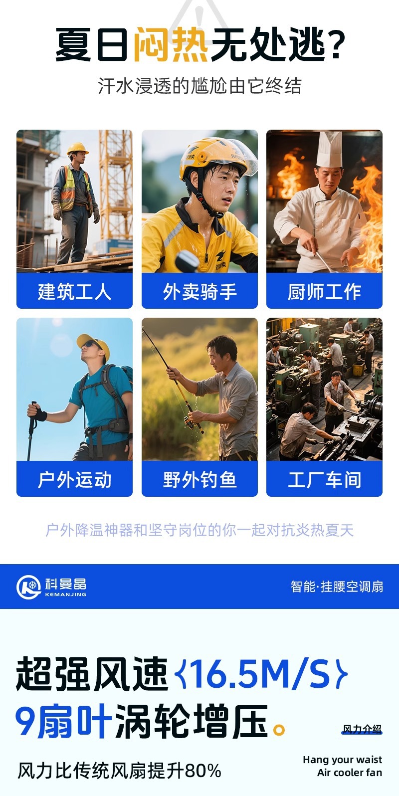 The waist-hanging, neck-hanging, and waist-hugging small high-force air conditioner fan is suitable for portable and high-volume use pic 3