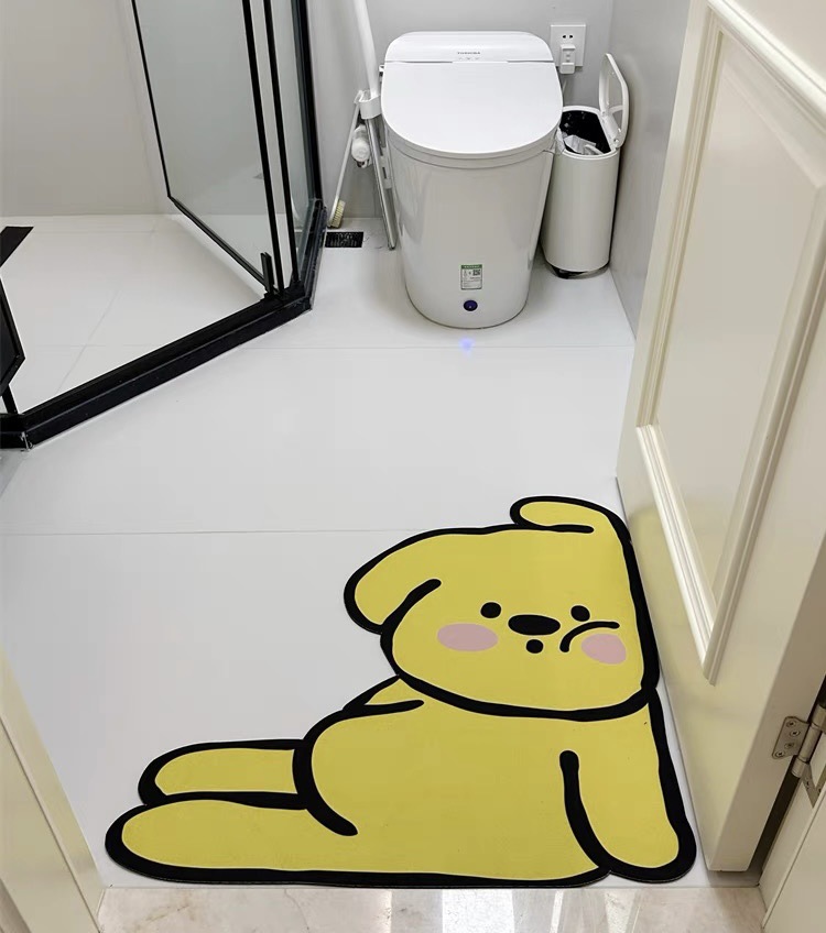 兔子小熊可爱卡通浴室地垫硅藻泥吸水脚垫易打理速干卫生间门口垫详情3