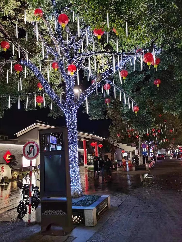 流星雨led灯户外防水挂树上的彩灯树木亮化装饰太阳能流水氛围灯详情12