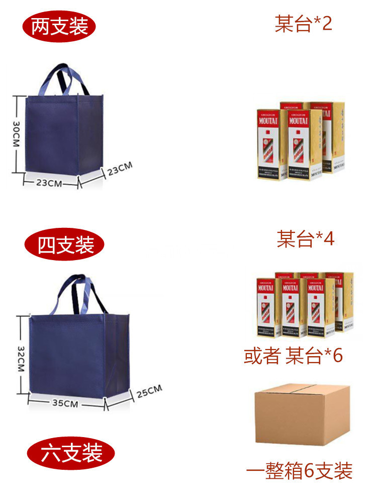 Gift-giving foreign wine zipper non-woven fabric eco-friendly bag with LOGO printing packaging white spirit handbag thickened, high-end large size pic 2