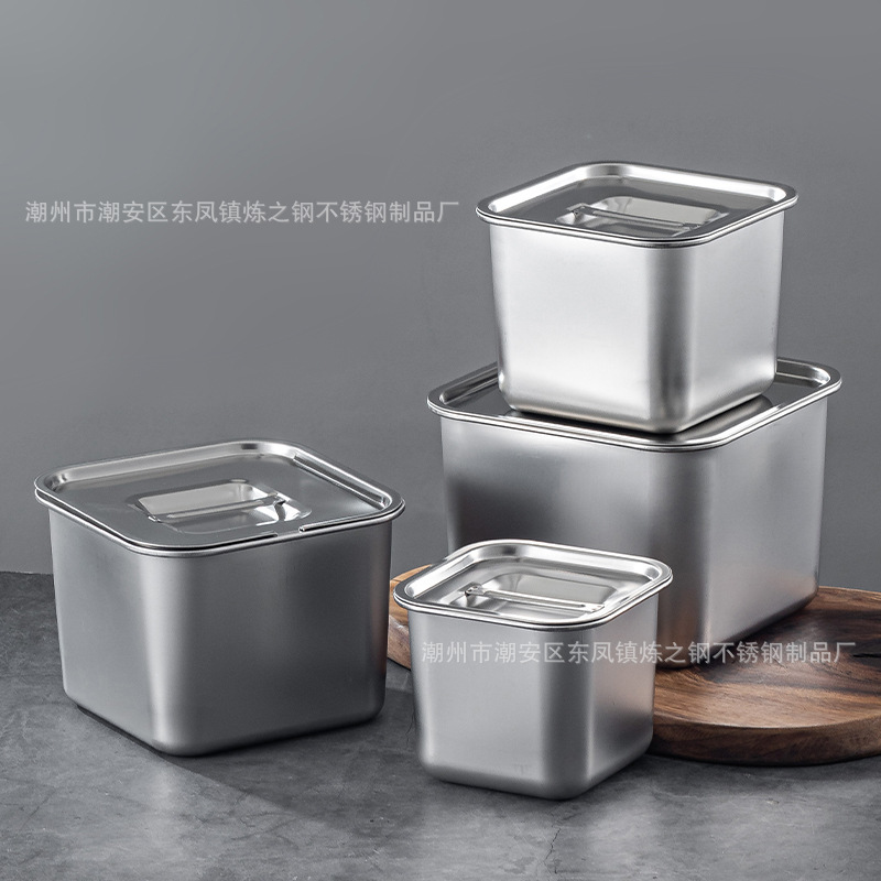 不锈钢方形味盅带盖厨房猪油盆商用佐料收纳调味罐火锅店调料盒详情6
