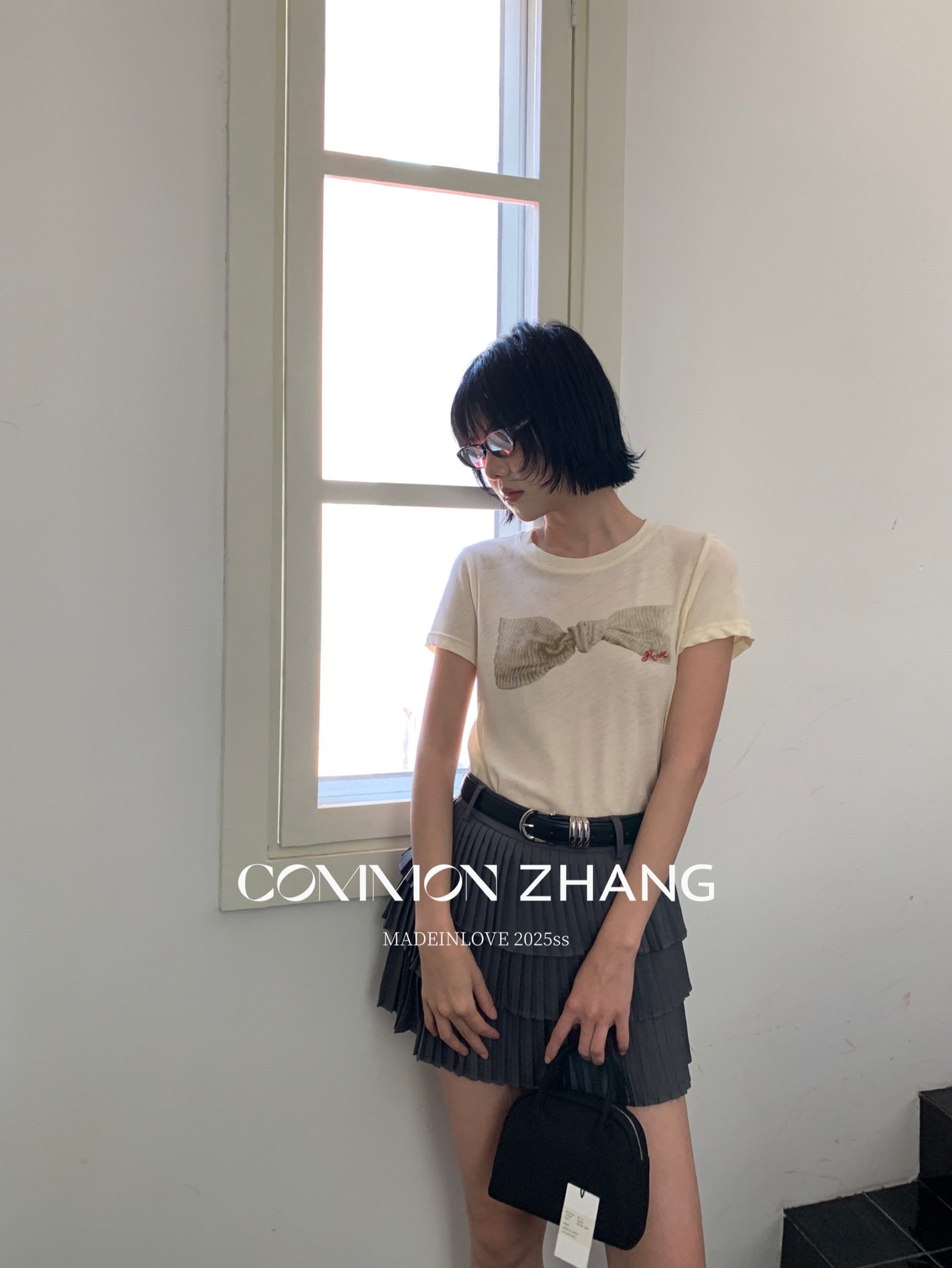 CZ ZHANG Summer Korean Style laid-back Casual Versatile Bow Print Letter Embroidery short-sleeved T-shirt B20639 pic 25