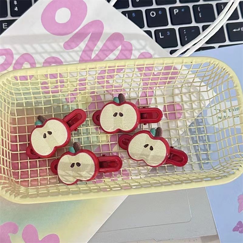 Ankela Red Apple Star Hair Clip, a versatile New Year diy hair accessory for students, and a cute bangs and broken hair clip for children pic 1