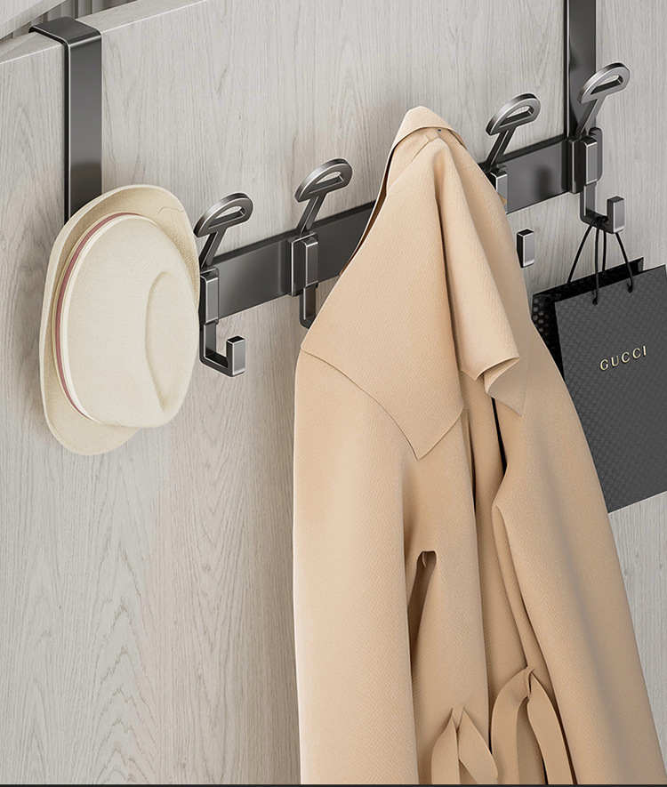 Rear door hook, no need for drilling, clothes hanger, storage rack, upper hanging rack on the entrance door, wall-mounted clothes hook, back door type pic 14