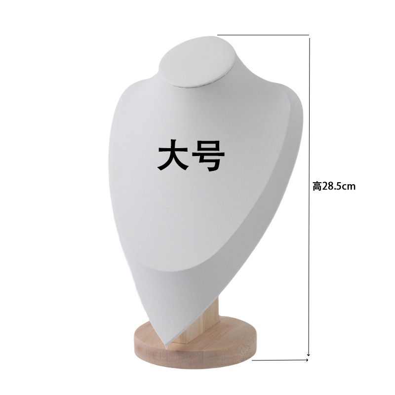 Wooden velvet necklace display stand, neck mold pendant stand, jewelry stand, human neck jewelry window storage, model stand pic 3