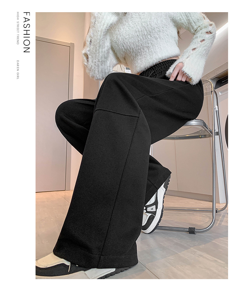 美式弯刀阔腿裤女春秋2025新款高腰宽松直筒运动休闲香蕉卫裤详情36