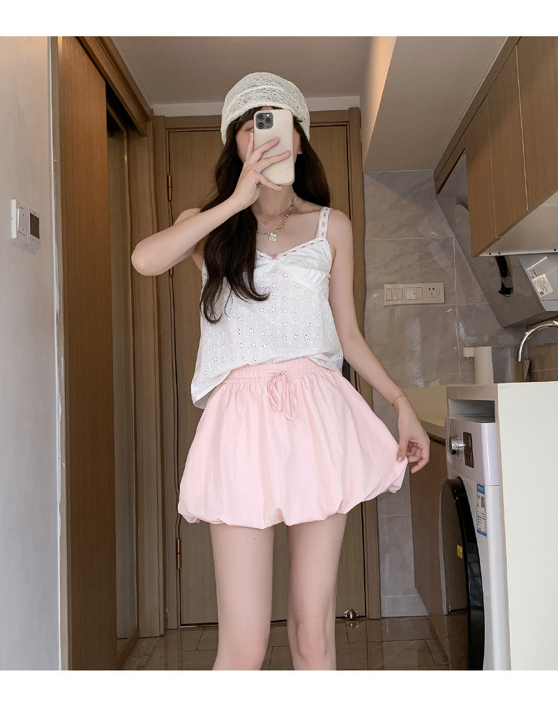 韩系甜美风冰丝花苞短裙女蓬蓬裙纯色夏季气质百搭防走光A字版型详情22