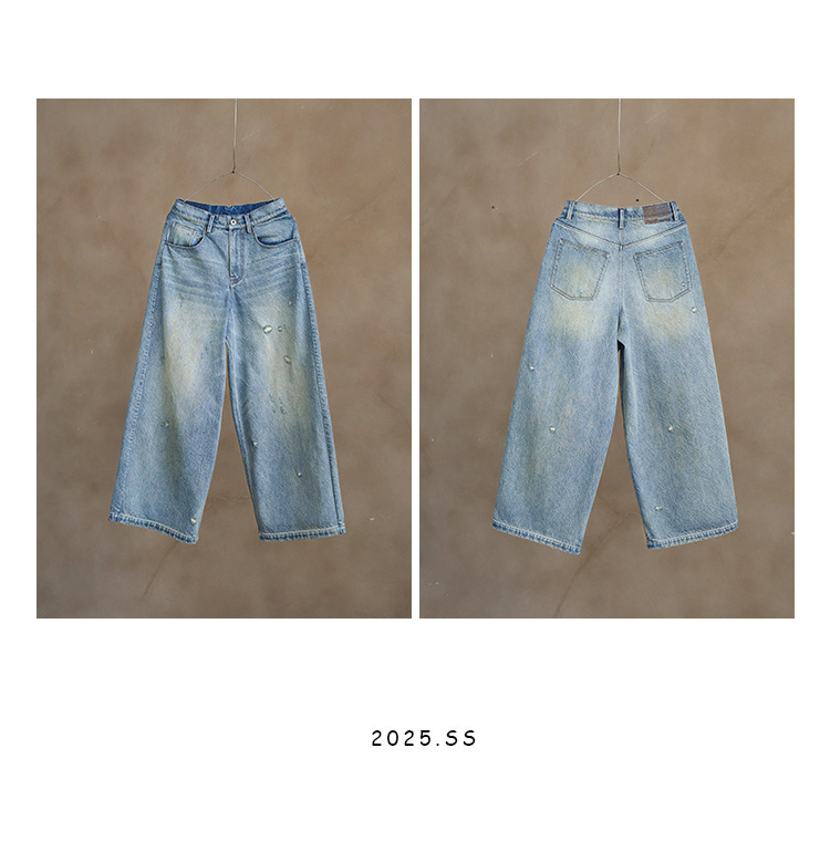 【 Random Thoughts 】 Summer Storm Ripped Heavy Washed jeans straight-leg pants for all four seasons pic 76