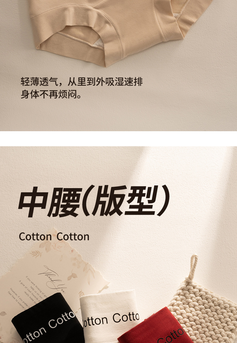 纯棉10A抗菌加长裆内裤时尚运动柔软透气亲肤小平角女士三角裤详情9