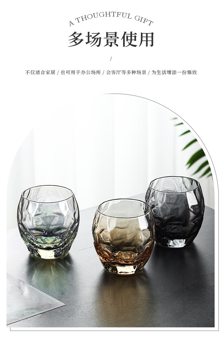 创意菠萝威士忌酒杯 异形玻璃水杯 家用透明蛋形杯金边杯子果汁杯详情9