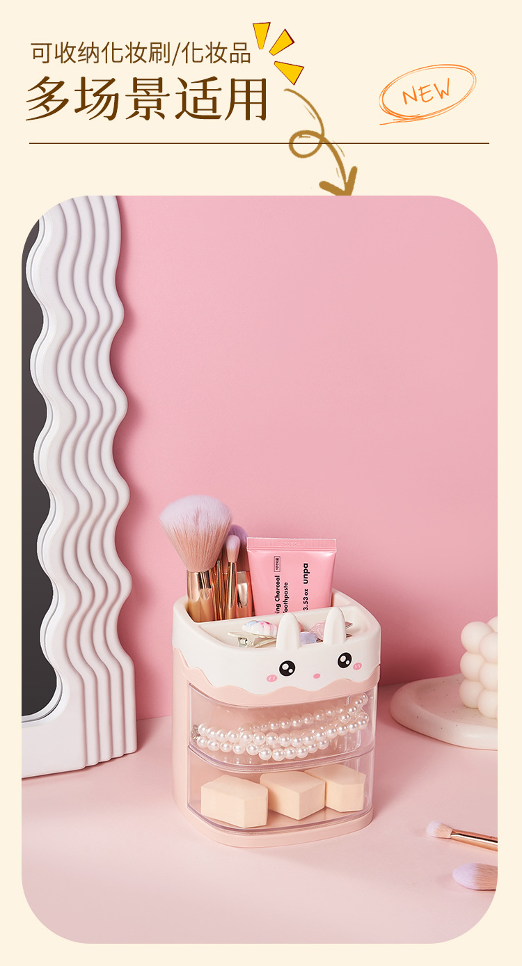 桌面卡通收纳盒 家用客厅书房学生文具整理盒 儿童小饰品萌趣整理详情7