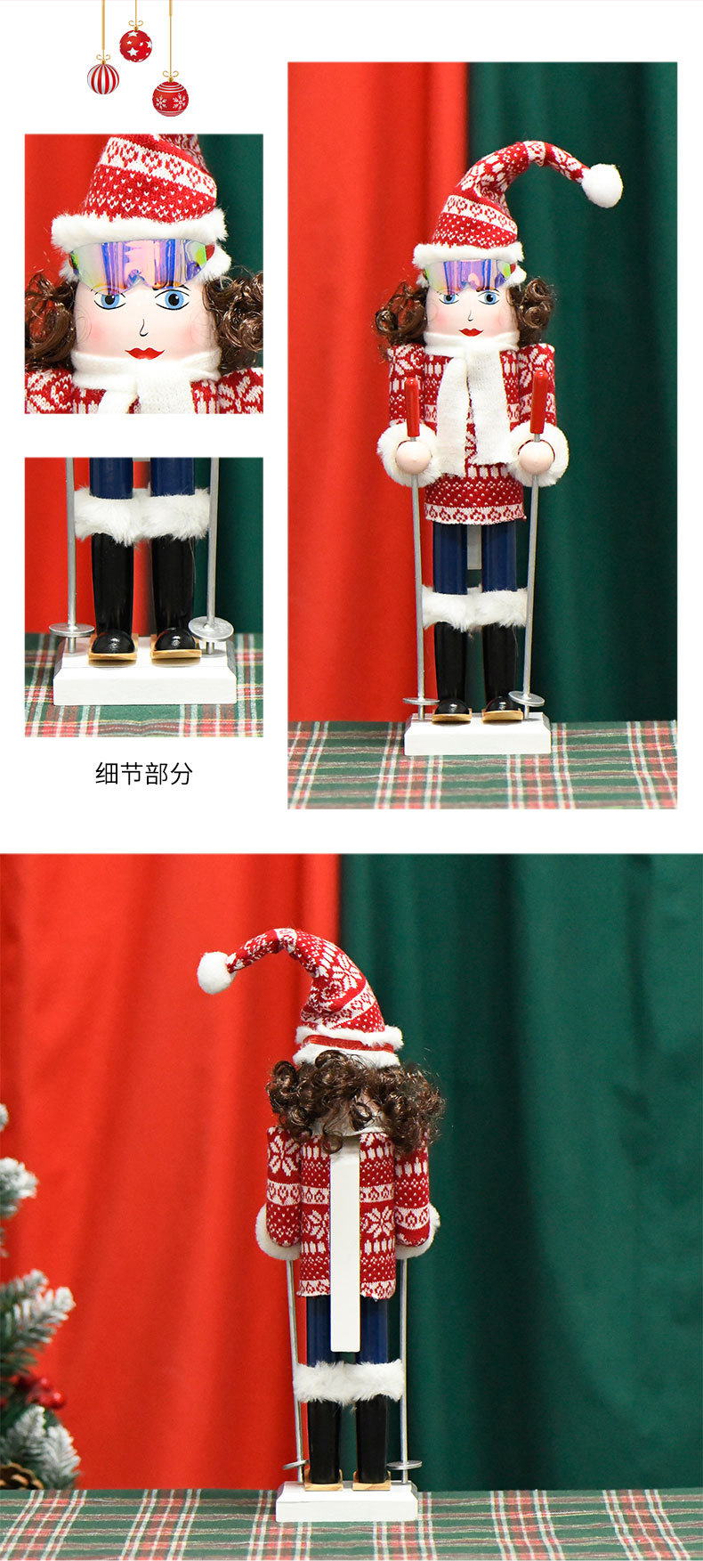New stock: 38CM white scarf, ski curly hair girl, nutcracker, Christmas decorative handicraft pic 3