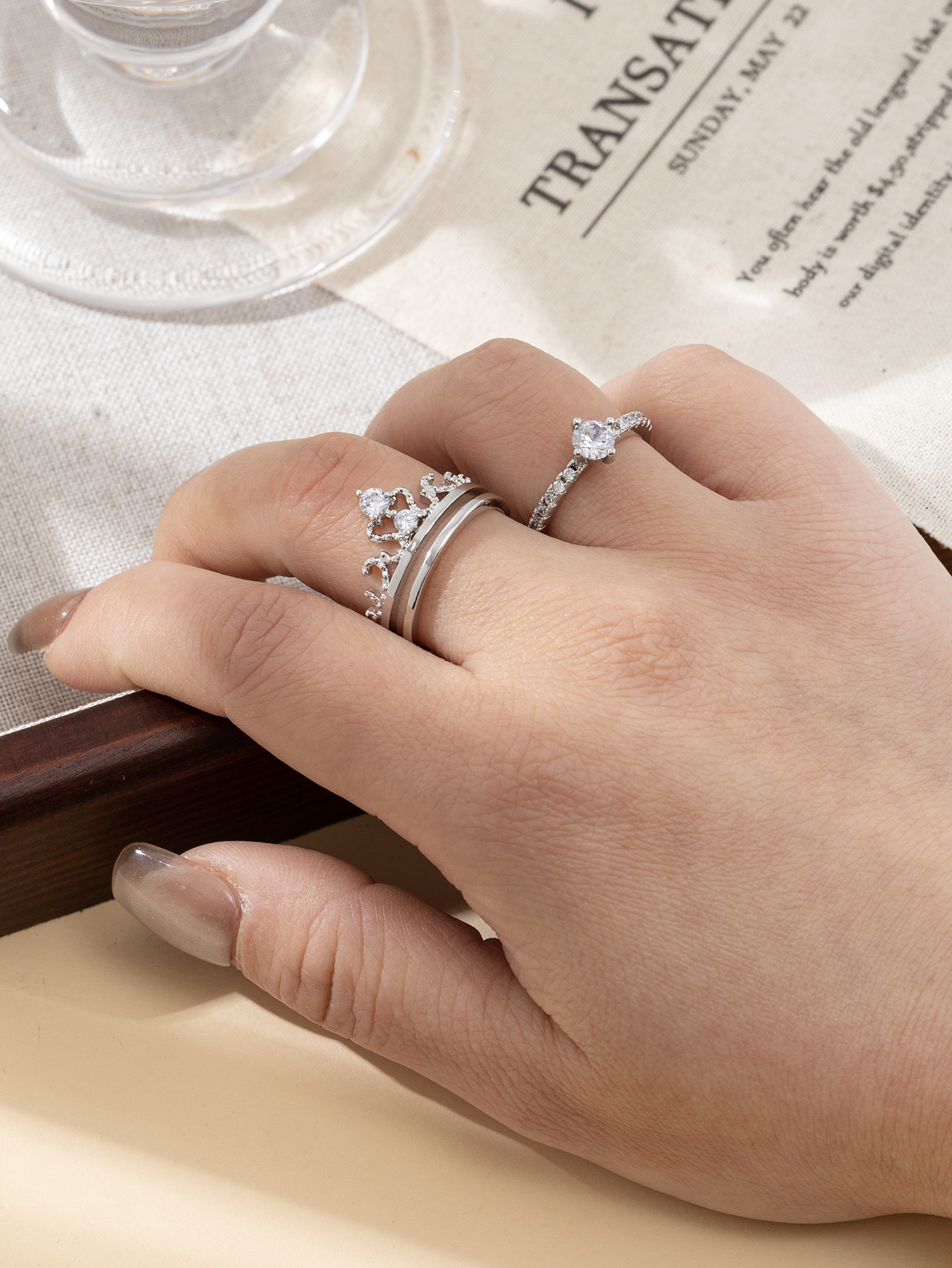 欧美风跨境皇冠戒指女款两用可拆卸轻奢百搭饰品批发详情3